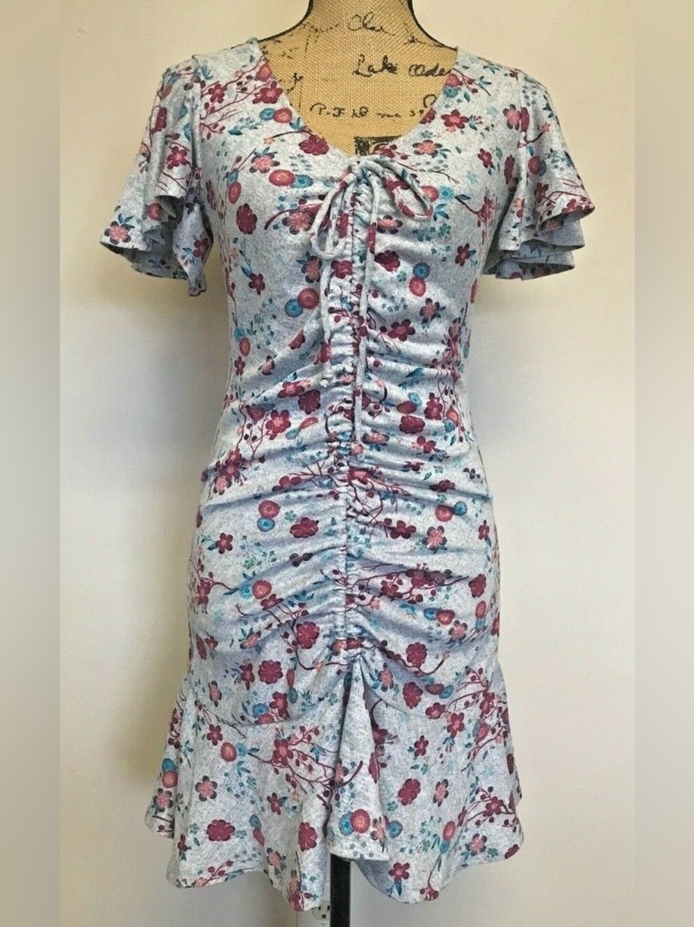 Disney Princess Heather Gray Floral Cinch Dress